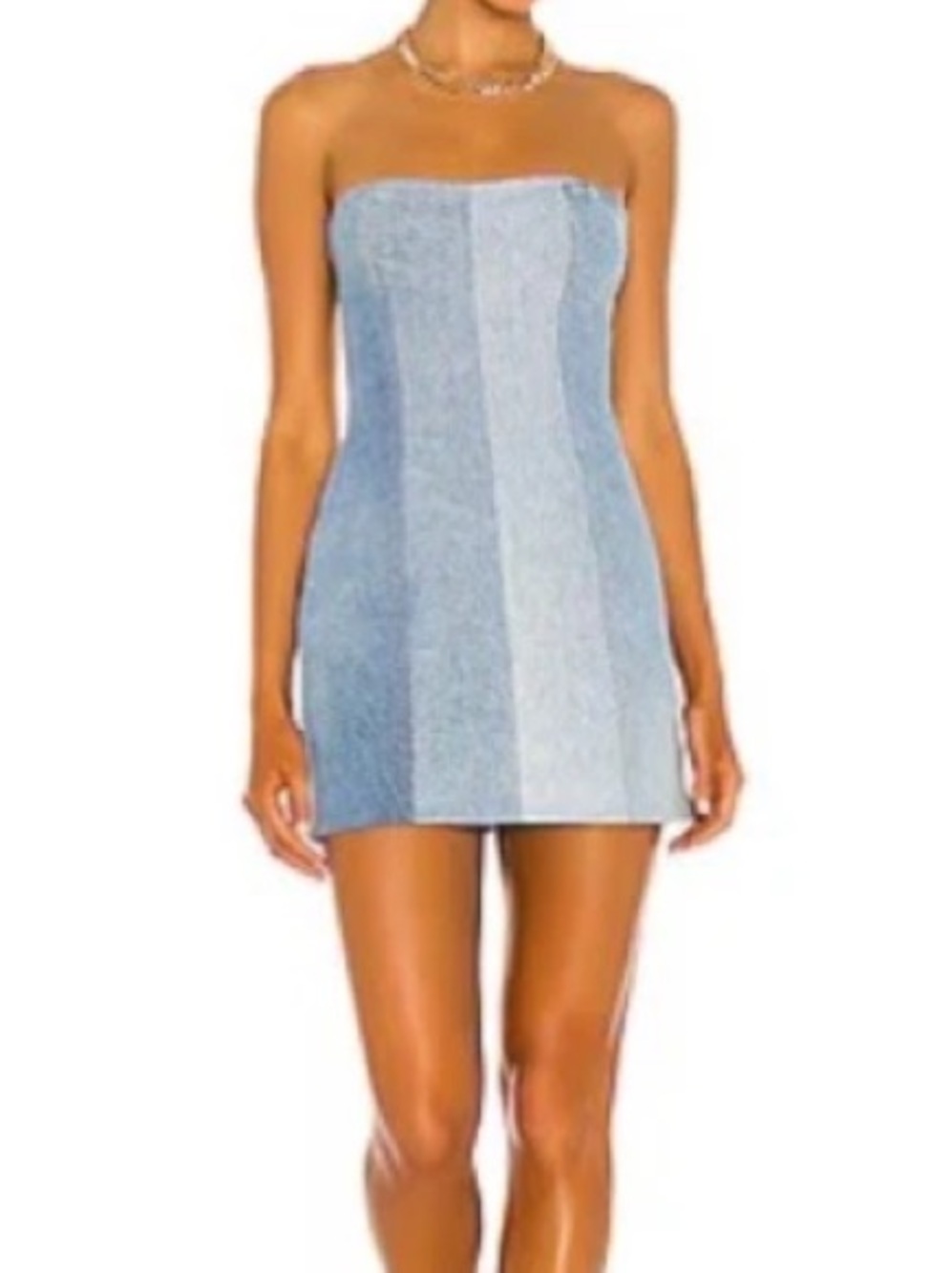 EB Denim Women's Blue Strapless Lace Up Back Denim Mini Dress M Corset Recycled.